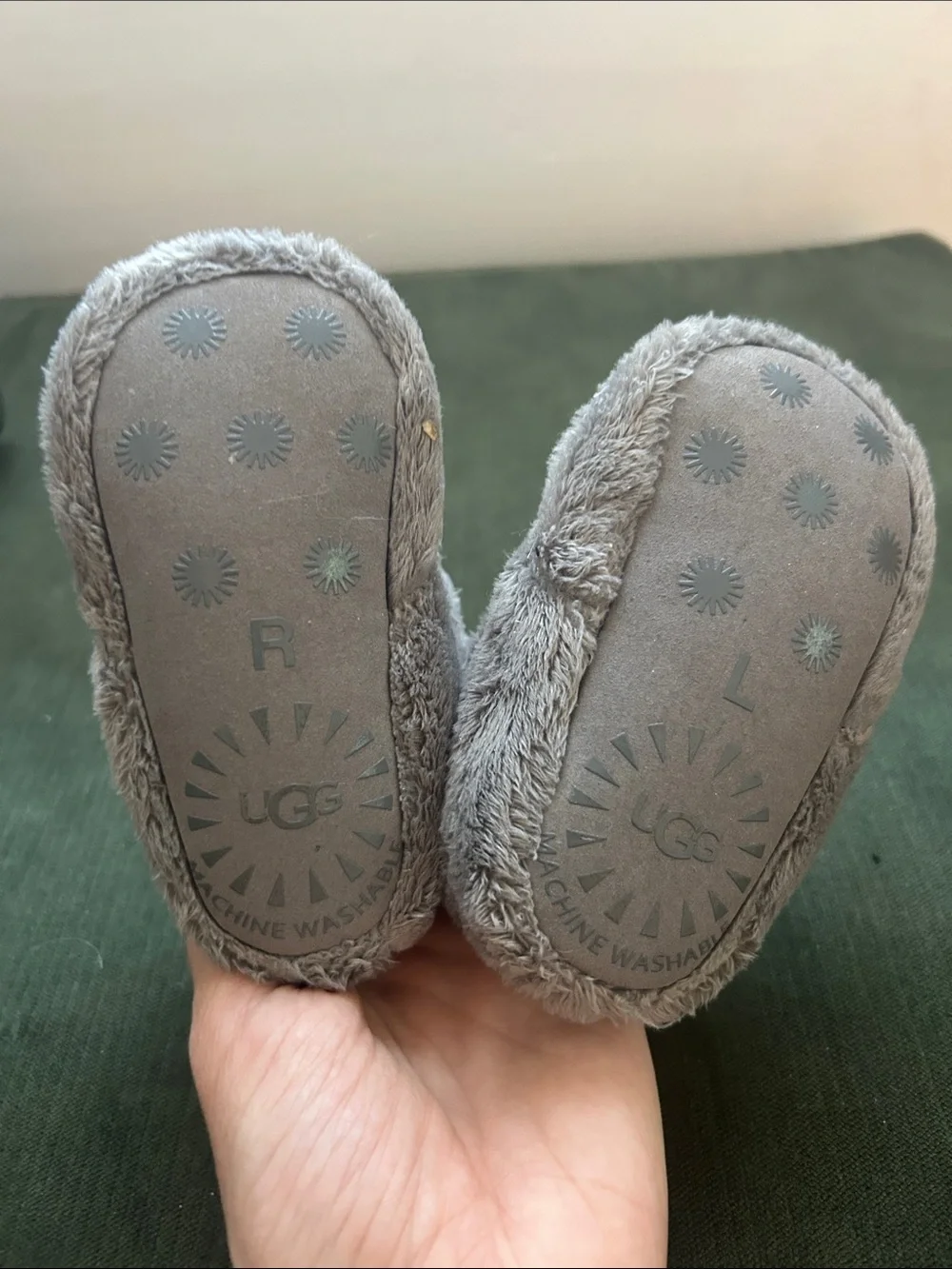 UGG Kids Plush Grey Fuzzy Slip-On Booties